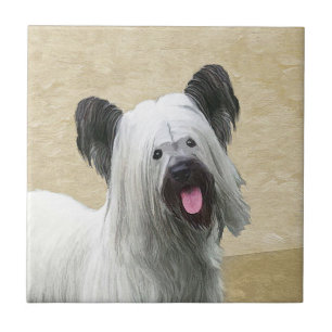 Skye Terrier Painting - Cute Original Dog Art Tegeltje