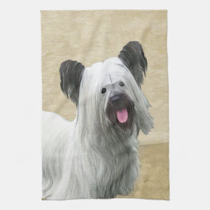 Skye Terrier Painting - Cute Original Dog Art Theedoek