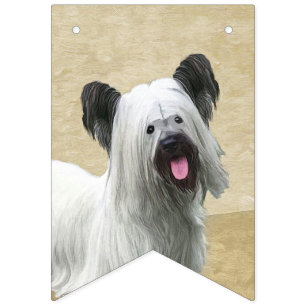 Skye Terrier Painting - Cute Original Dog Art Vlaggetjes