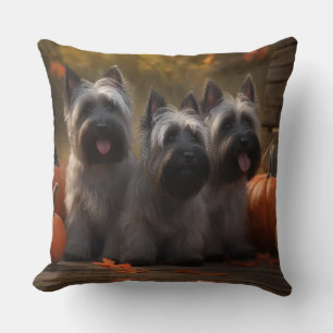Skye Terrier Pup Autumn Delight Pumpkin Kussen