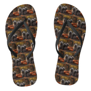 Skye Terrier Pup Autumn Delight Pumpkin Teenslippers