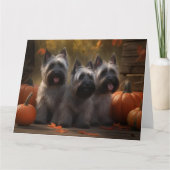 Skye Terrier Puppy Herfst Delight Pompoen Kaart (Voorkant)