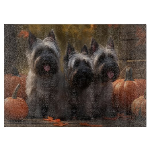Skye Terrier Puppy Herfst Delight Pompoen Snijplank (Voorkant)