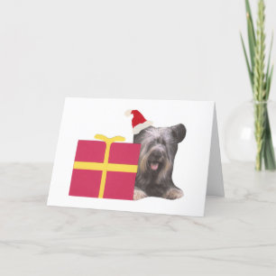 Skye Terrier Santa Hat Feestdagen Kaart