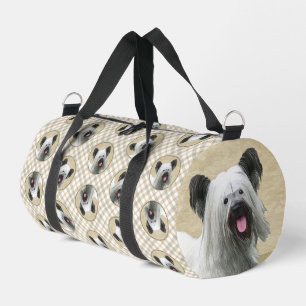 Skye Terrier Schilderij Zilver Grijs Originele Hon Plunjezak