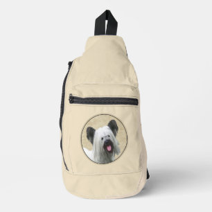 Skye Terrier Schilderij Zilver Grijs Originele Hon Sling Bag