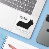 Skye Terrier Silhouette Hondenras Vinyl Sticker (Laptop met iPhone)