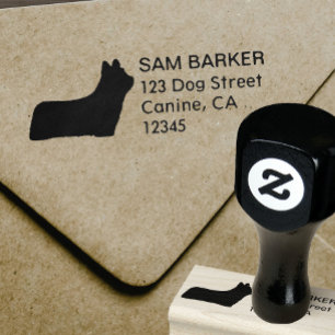 Skye Terrier Silhouette retouradres Rubberstempel