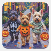 Skye Terrier Trick-or-Treating Halloween Costumes Vierkante Sticker (Voorkant)