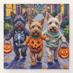 Skye Terrier Trick-or-Treating Halloween Kostuums Glazen Onderzetter