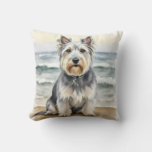 Skye Terrier Watercolor Gelaagde Band Kunst Kussen