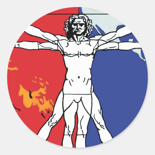 Skylab 2 Vitruvian Man Mission Patch Logo Ronde Sticker (Voorkant)