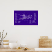 Skylab blauwdruk poster (Keuken)