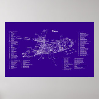 Skylab blauwdruk poster