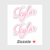 Skylar decoratieve naam in roze x2 Sticker (Vel)