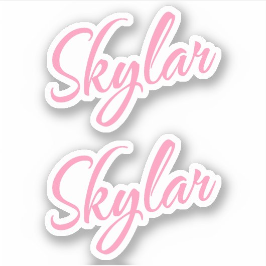 Skylar decoratieve naam in roze x2 Sticker (Voorkant)