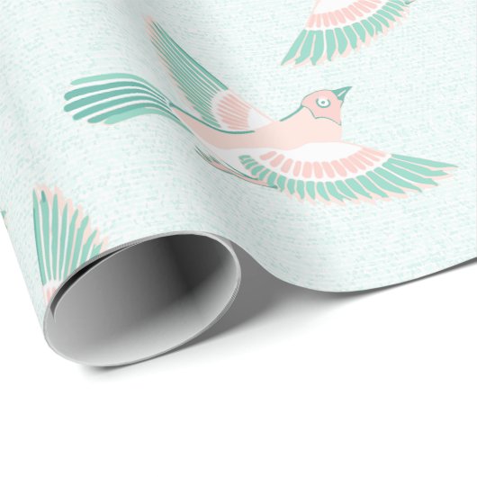 Skylark in Teal and Flamingo Cadeaupapier (Rol Hoek)