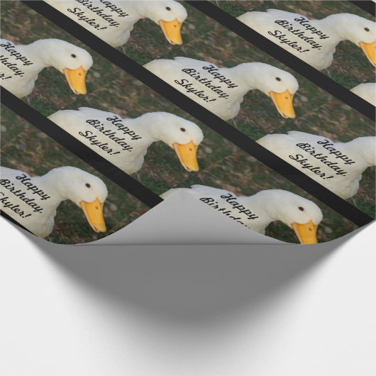 Skyler's verjaardag, schattige, witte eend, cadeau cadeaupapier (Hoek)
