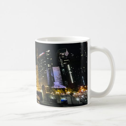 Skyline at night, Chicago, Illinois Koffiemok (Rechts)