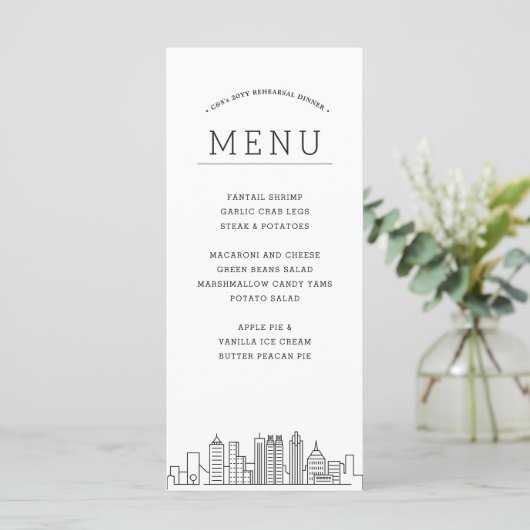 Skyline Atlanta | Menu Dîner Mariage (Debout devant)