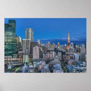 Skyline bij twilight poster
