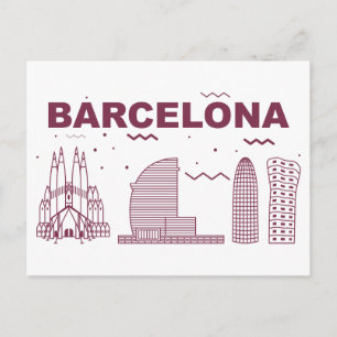 Skyline City Landschap   Barcelona, Spanje Briefkaart