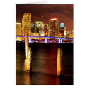 Skyline de Miami la nuit, Floride