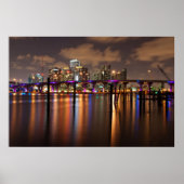 Skyline de Miami la nuit - Poster (Devant)