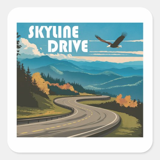 Skyline Drive Virginia Eagle Vierkante Sticker (Voorkant)