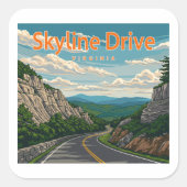 Skyline Drive Virginia Landschap Vierkante Sticker (Voorkant)