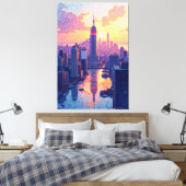Skyline Glow Canvas Afdruk (Insitu (Slaapkamer))