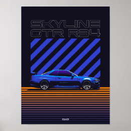 Skyline GT-R R34 Bayside Blue Poster