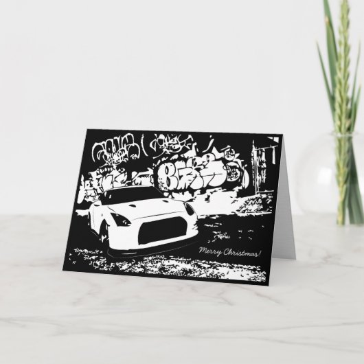 Skyline GTR met Graffiti CarTheme Christmas Kaart (Voorkant)