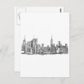 Skyline inkt van New York Briefkaart (Voorkant / Achterkant)