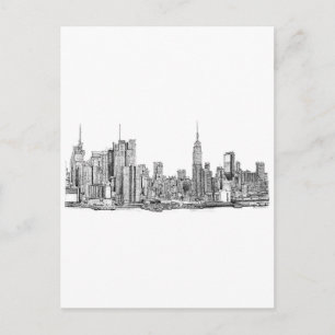 Skyline inkt van New York Briefkaart