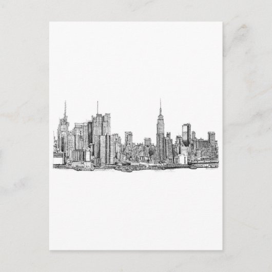 Skyline inkt van New York Briefkaart (Voorkant)