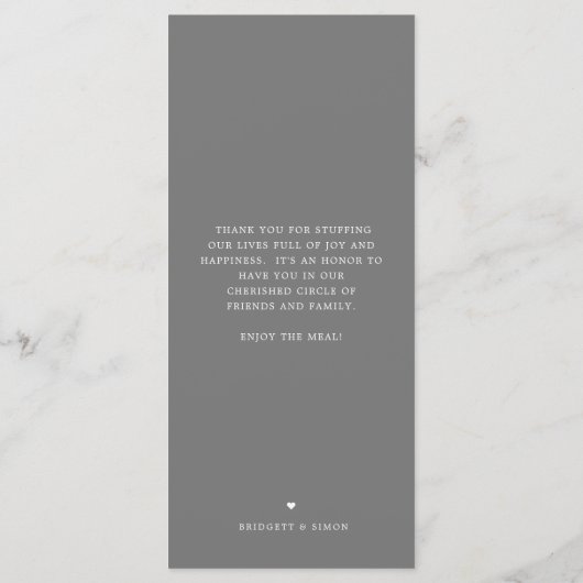 Skyline Las Vegas | Menu Dîner mariage (Dos)