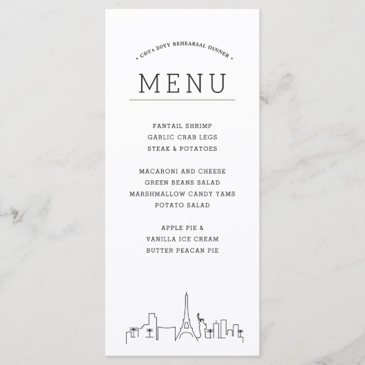 Skyline Las Vegas | Menu Dîner mariage (Devant)