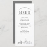 Skyline Las Vegas | Menu Dîner mariage<br><div class="desc">Un ensemble de menus gastronomiques personnalisés pour votre prochain événement sur le thème du mariage dans la belle et célèbre ville de Las Vegas. Il présente une illustration de style déco de l'horizon urbain. Ci-dessus, des spots pour votre sélection de menu unique. À l'envers, une couleur gris nickel douce avec...</div>