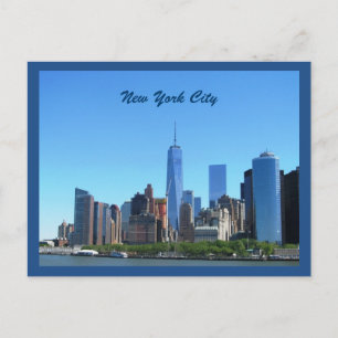 Skyline Lower Manhattan En Carte Postale Bleue