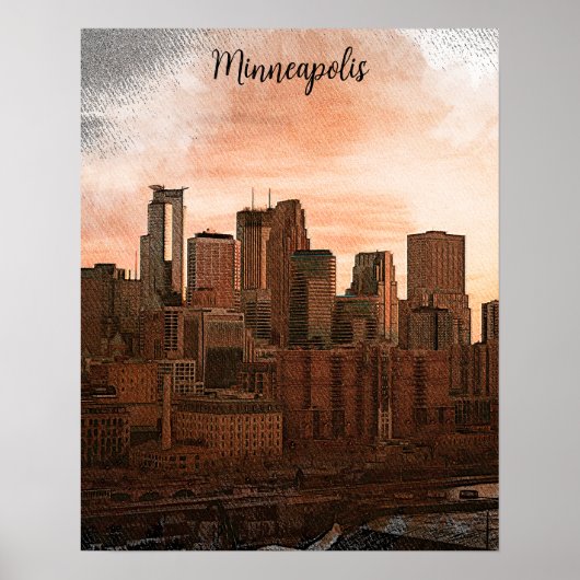 skyline Minneapolis Poster (Voorkant)