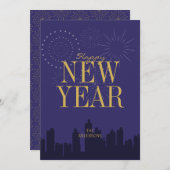 Skyline moderne Bonne Carte du Nouvel An (Devant / Derrière)