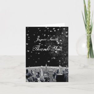 Skyline NYC Etched #2 Black Wht Heart Merci