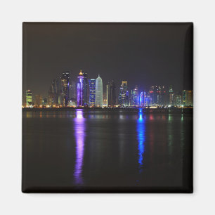 Skyline of Doha, Qatar at night magnet Magneet