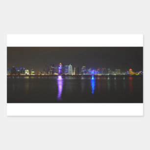 Skyline of Doha, Qatar at night rechthoek sticker