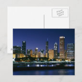 Skyline of Downtown Chicago 's nachts Briefkaart (Voorkant / Achterkant)