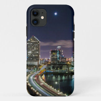 Skyline of Miami city with bridge at night iPhone 11 Hoesje