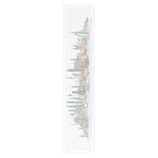 Skyline of the World Table Runner Korte Tafelloper (Voorkant)