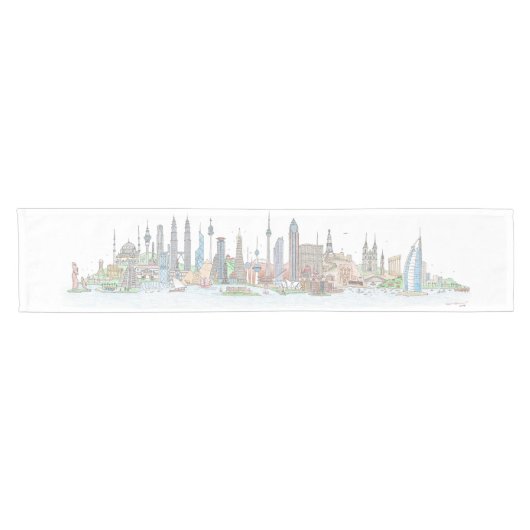Skyline of the World Table Runner Korte Tafelloper (Horizontaal)