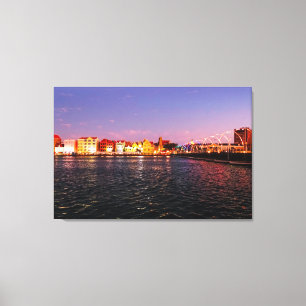 Skyline of Willemstad bij Night Canvas Afdruk